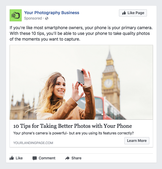 facebook ad template for photographer