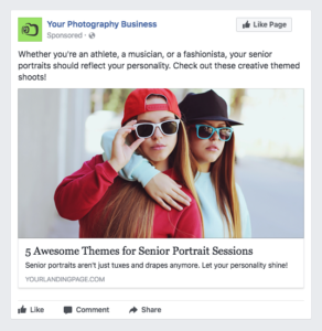 facebook ad template for senior portrait photography