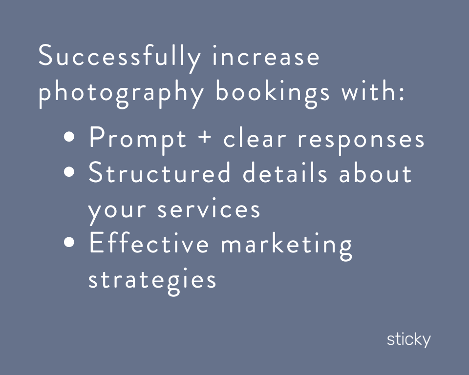 infographic stating successfully increase photography bookings