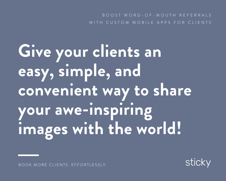 infographic stating give your client an easy and simple wat to share your images  